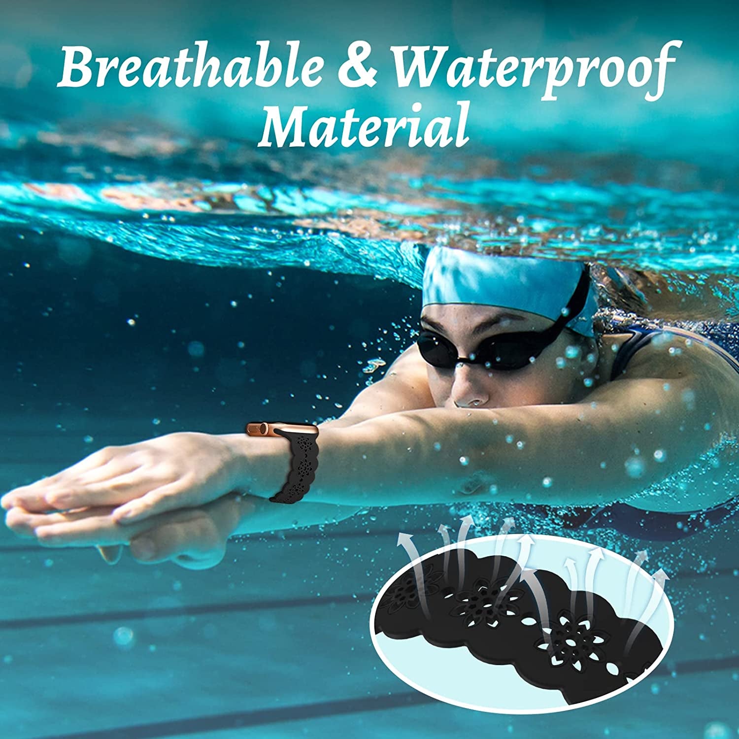 Floral Silicone Band Compatible with Apple Watch Bands 38Mm 40Mm 42Mm 44Mm 41Mm 45Mm 49Mm Women Men, Slim Hollow-Out Design Wristbands Soft Sport Breathable Watch Bands for Iwatch Ultra SE Series 8/7/6/5/4/3/2/1  Wewatri   