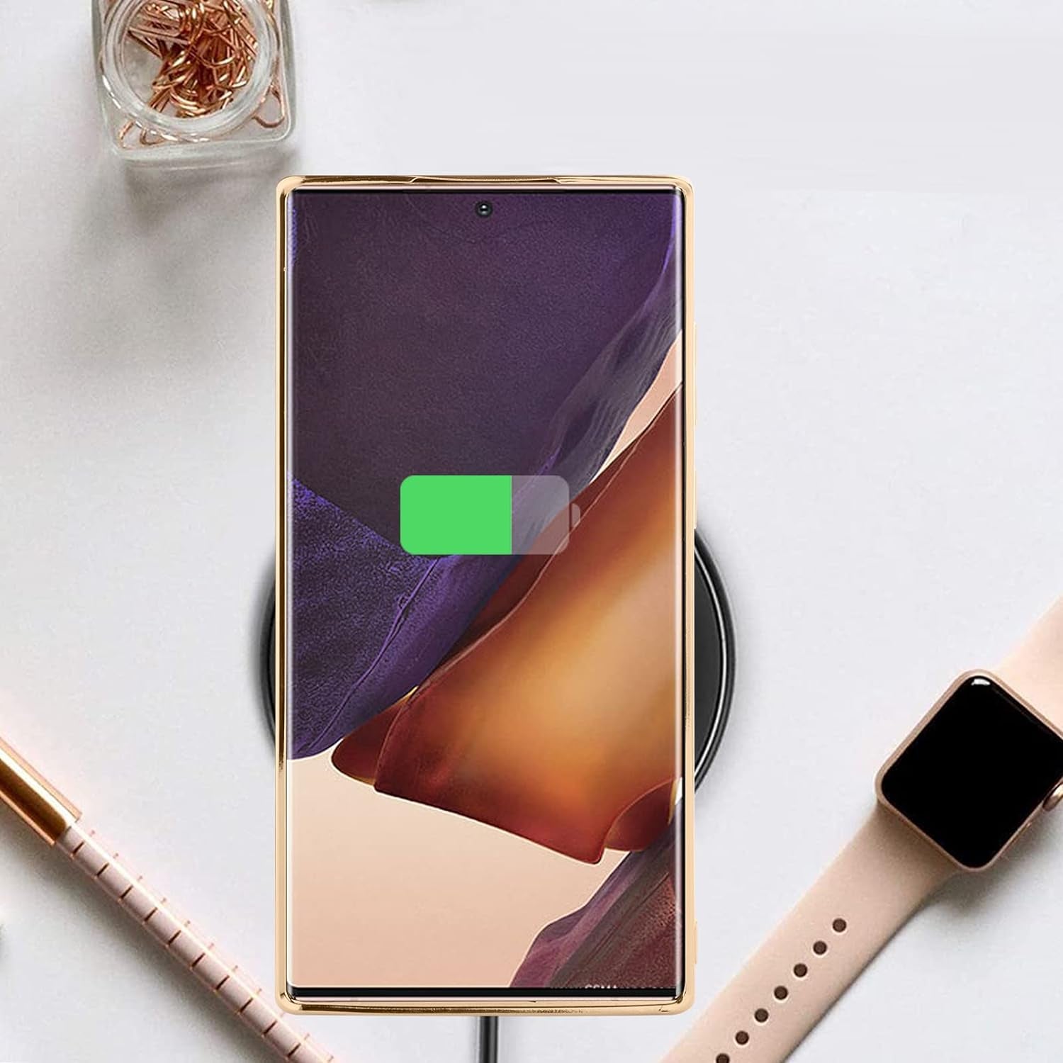 Jefonha for Samsung Galaxy Note 20 Ultra 6.9 Inch Plating Cute Butterflies Cover with Screen Protector Cute Side Pattern Soft TPU Shockproof Full Camera Lens Protection Electroplated Case - Black  Jefonha   