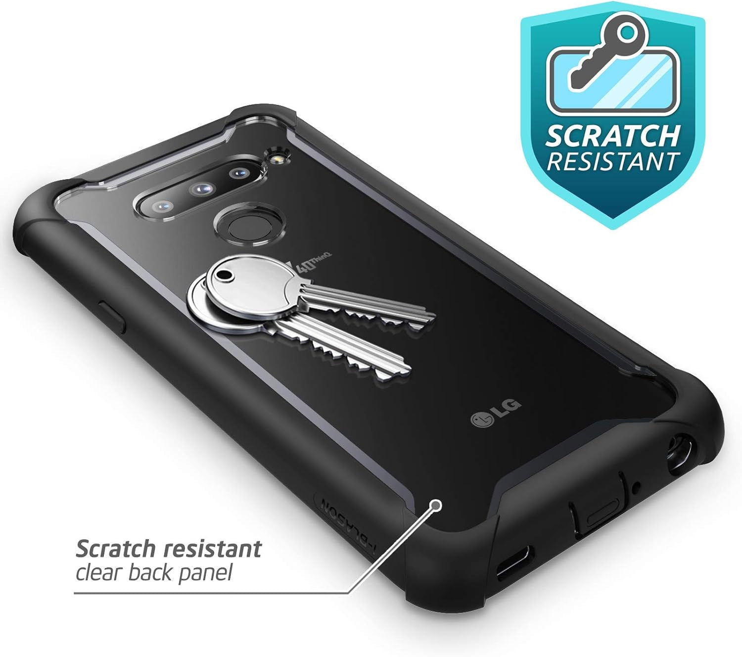 I-Blason Ares Designed for LG V40 Case, LG V40 Thinq 2018 Release, Full-Body Rugged Clear Bumper Case with Built-In Screen Protector, Black  i-Blason   