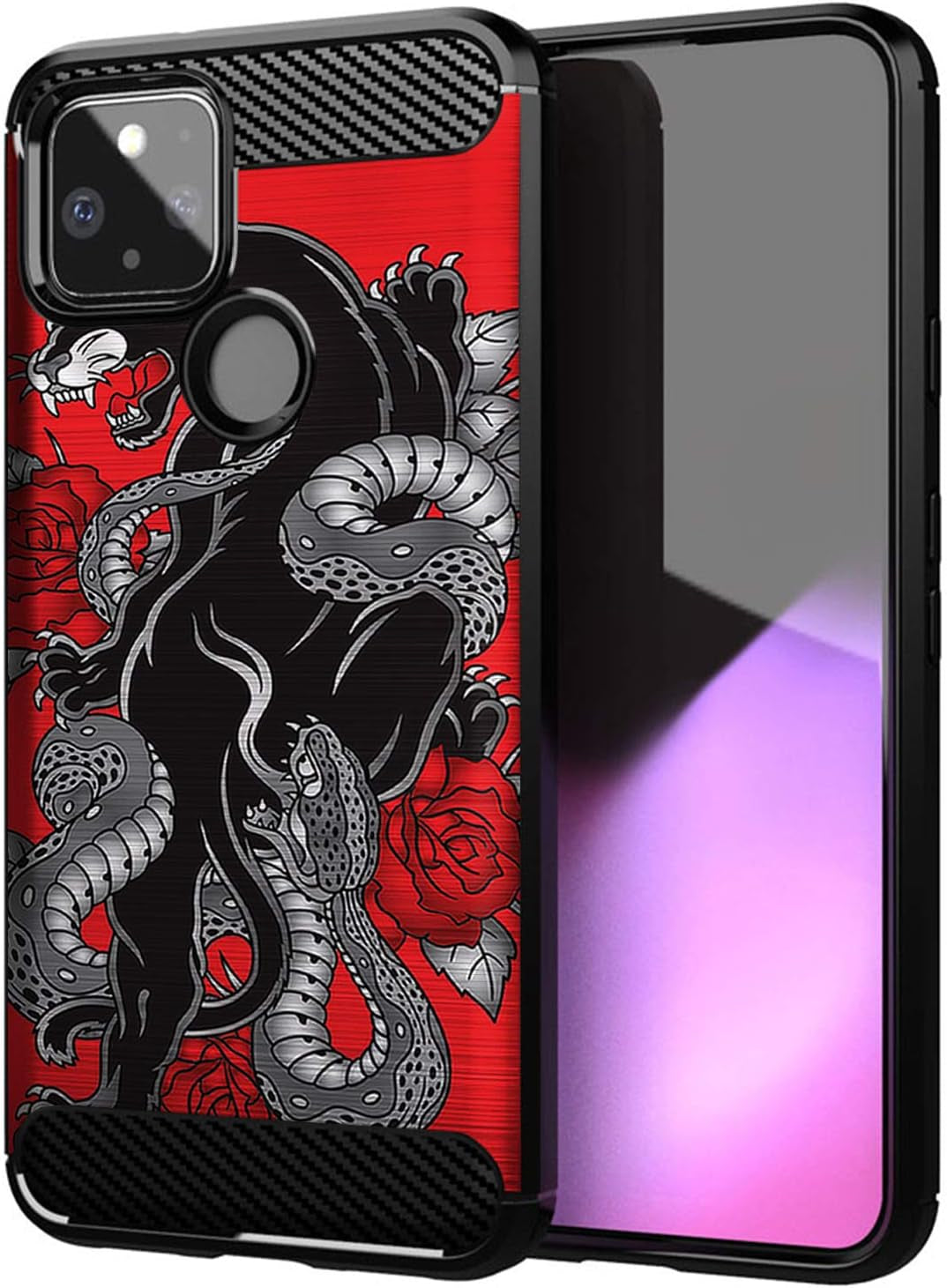 Casesondeck Case Compatible with [Google Pixel 4A 5G (2020)] Pictorial Patterned TPU Design Case Flexible Slim and Elegant (Astronaut)  Cases on Deck Red Panther  