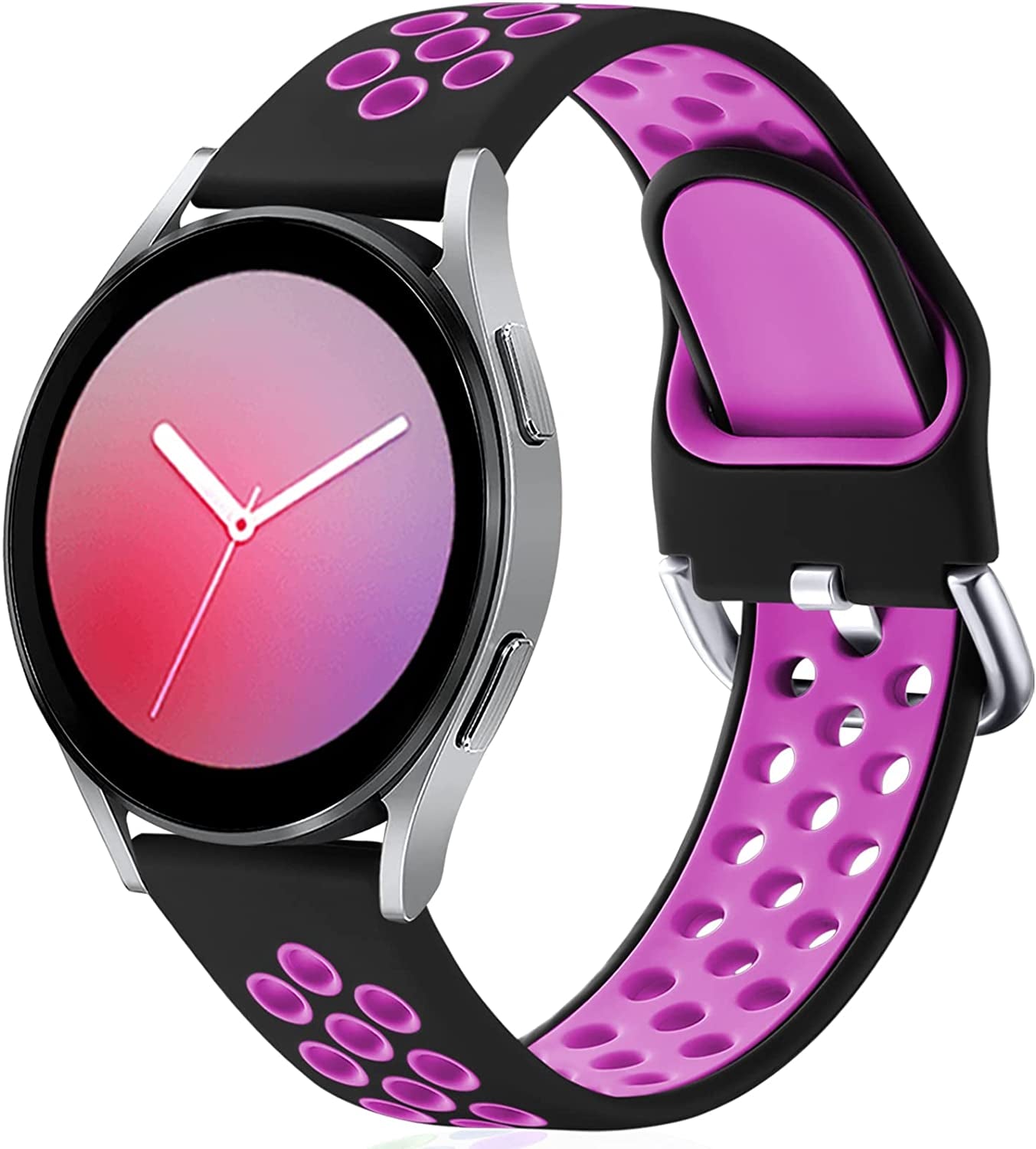 Lerobo Sport Bands Compatible with Samsung Galaxy Watch 4 Band/Galaxy Watch 5 Band,Active 2 Watch Bands/Galaxy Watch 3 Band/Galaxy Watch Band, 20Mm Soft Silicone Sport Strap Replacement Women Men  Lerobo Black-Purple Large 