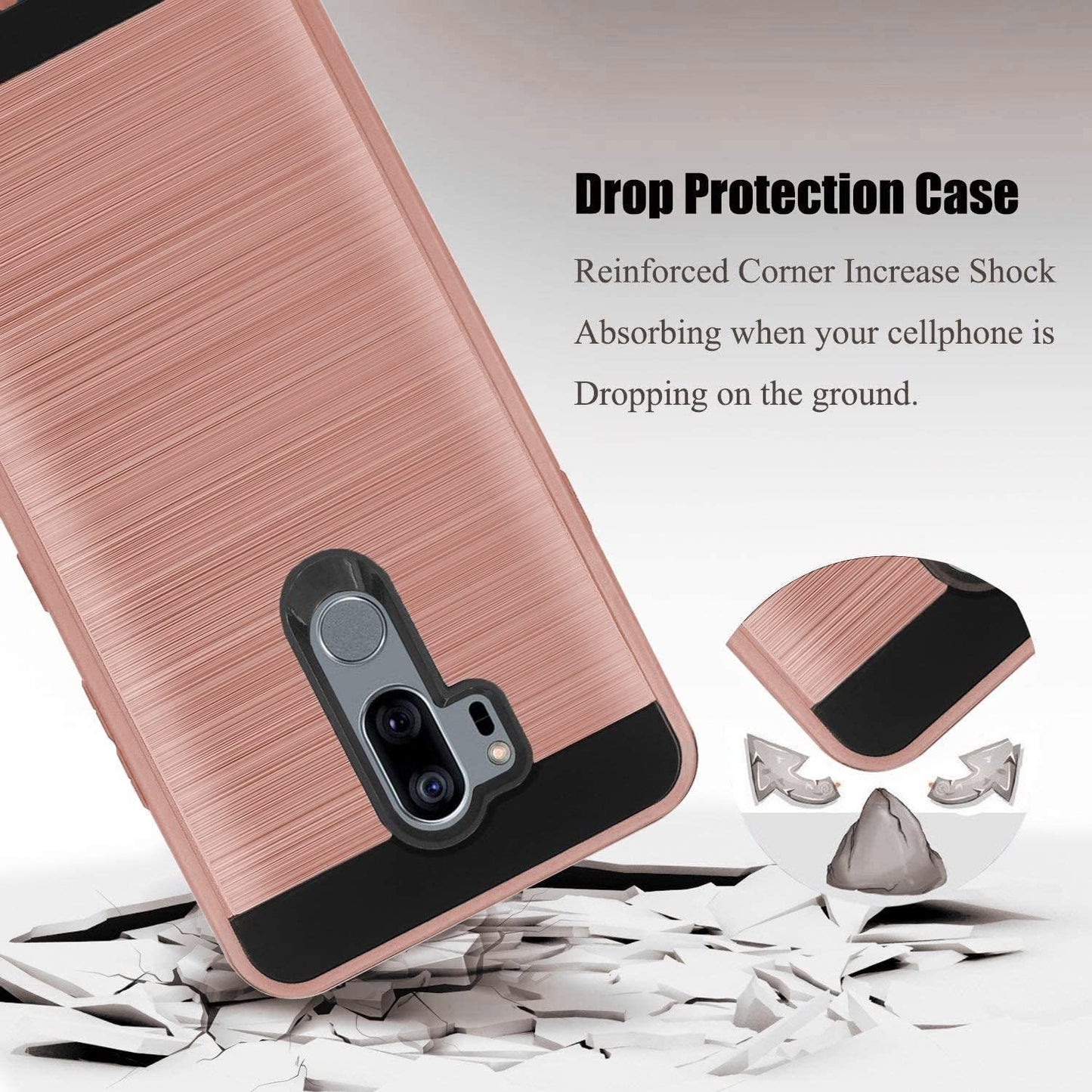 NEM Case for LG G7 Thinq Case (2018), LG G7 Fit, LG G7 One Brushed Dual Layer Hybrid Armor Defender Shockproof for LG G7 Thinq 6.1” Rose Gold  NEM   