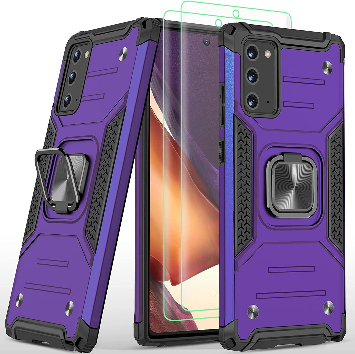 AYMECL for Note 20 Case, Samsung Galaxy Note 20 Case with Self Healing Flexible TPU Screen Protector[2 Pack], Military Grade with Kickstand Protective Case for Samsung Galaxy Note 20 5G-Blue  AYMECL Note 20 Purple  