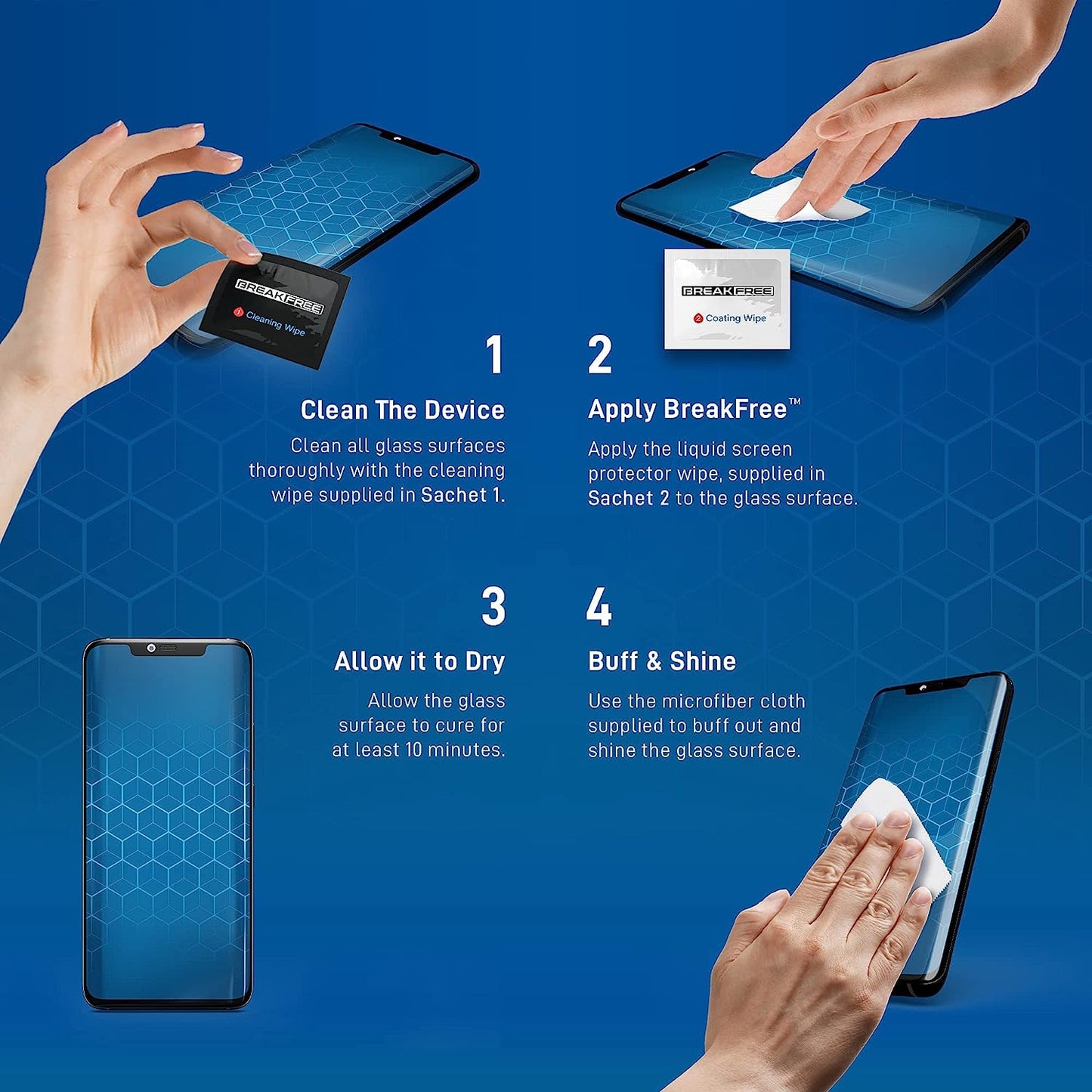 BREAK FREE Liquid Glass Screen Protector with $150 Coverage | Wipe on Scratch and Shatter Resistant Nano Protection for All Phones Tablets and Smart Watches - Universal Fit  BREAK FREE   