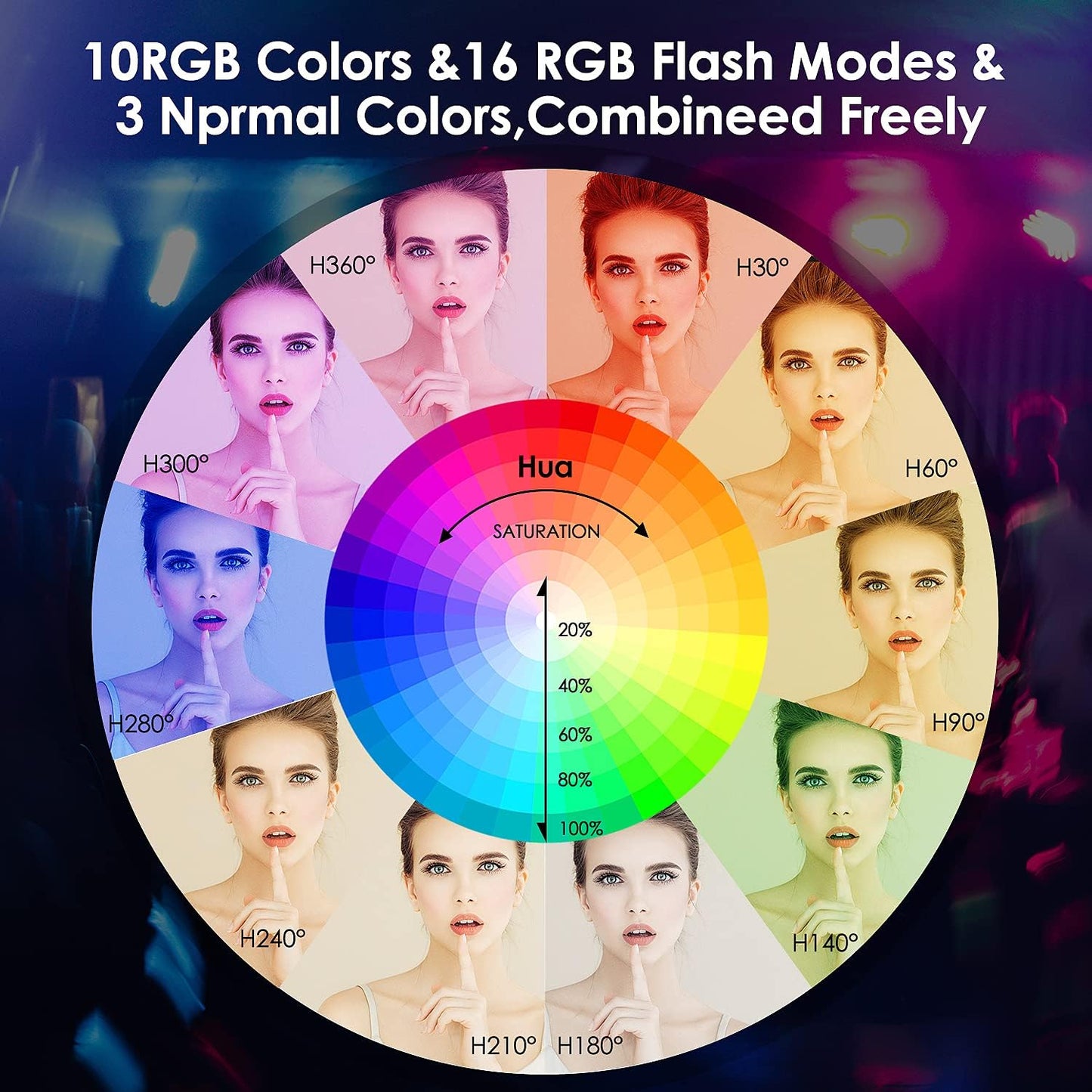 12'' RGB Selfie Ring Light,Mayoga Dimmable LED Ring Light with Tripod Stand & Phone Holder,Circle Light for Live Stream/Youtube Video/Makeup/Tik Tok/Vlogging,Compatible with Iphone Android  MAYOGA   