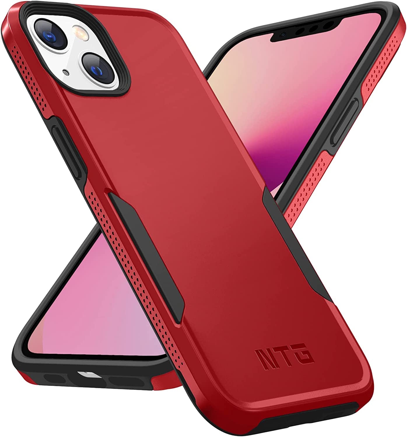 NTG Shockproof Designed for Iphone 13 Case [2 Layer Structure Protection] [Military Grade Anti-Drop] Lightweight Shockproof Protective Phone Case for Iphone 13 6.1 Inch, Dim Grey  NTG Red  