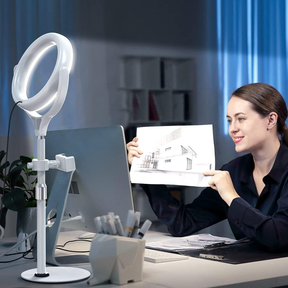 Video Conference Lighting Kit for Zoom Meeting, Desktop Ring Light with Stand for Laptop/Computer/Monitor/Webcam/Iphone, Selfie Circle Light for Zoom Calls/Online Virtual Meeting/Office Video Calls  Yarrashop   