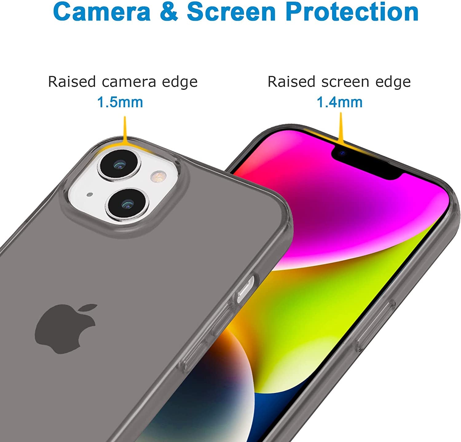 Jjgoo Compatible with Iphone 14 Case Clear, Soft Shockproof Protective Slim Thin Phone Bumper Cover Transparent Phone Case for Iphone 14-6.1 Inch 2022, Translucent Black  JJGoo   