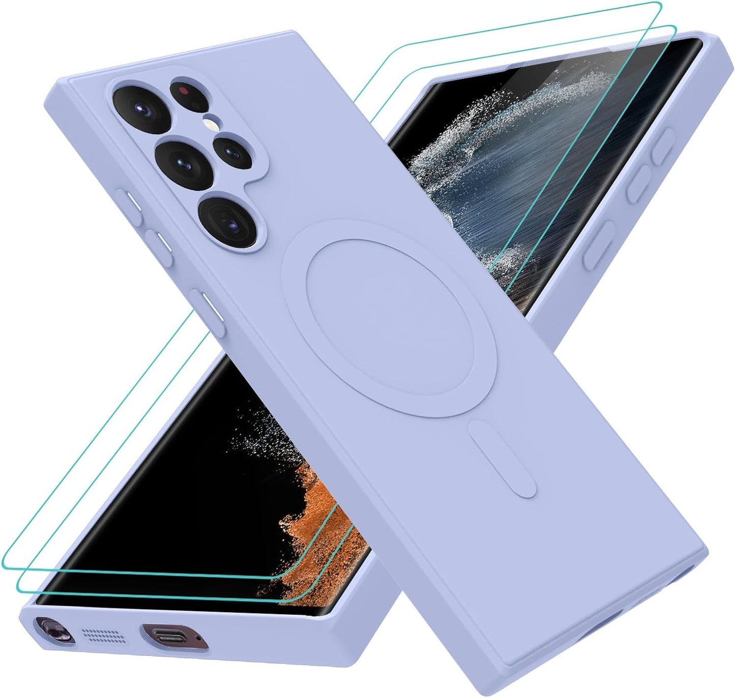 LEOMAKRON for Samsung Galaxy S22 Ultra Case Magnetic Silicone Case Compatible with Magsafe Shiny Spot S22 Ultra Soft Silicone Gel Rubber Bumper Magnetic Case Shockproof Case Black  LEOMAKRON Purple 1  