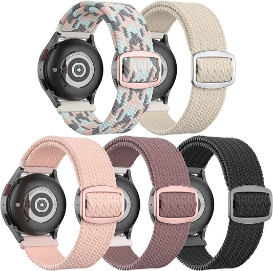20Mm Braided Bands Compatible with Samsung Galaxy Watch 5&4 Band/Active 2 40Mm 44Mm/Galaxy Watch 5 Pro 45Mm/Galaxy Watch 4 Classic 42Mm 46Mm/Watch 3 41Mm, 5 Pack Elastic Stylish Quick Release Bands  ABOVEACC   