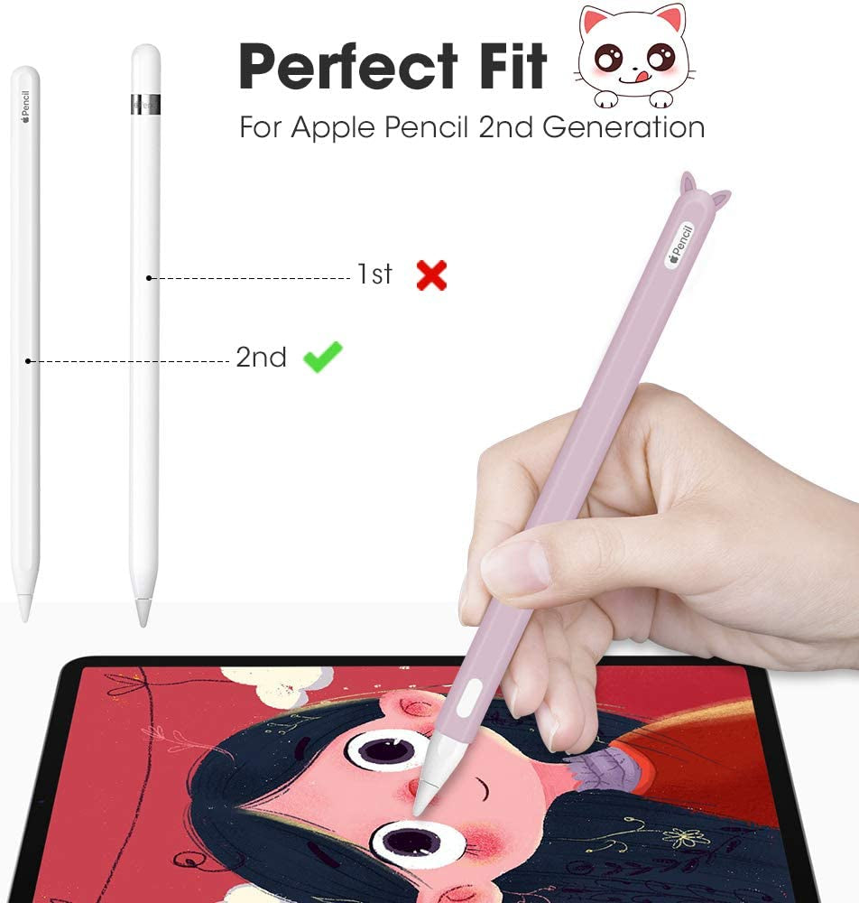 Silicone Case for Apple Pencil 2Nd Generation Holder Sleeve Skin Pocket Cover Accessories Kit for Ipad Pro 11 12.9 Inch 2018, Cute Soft Grip Pouch Cap Holder and 2 Protective Nib Covers (Purple)  Hydream   