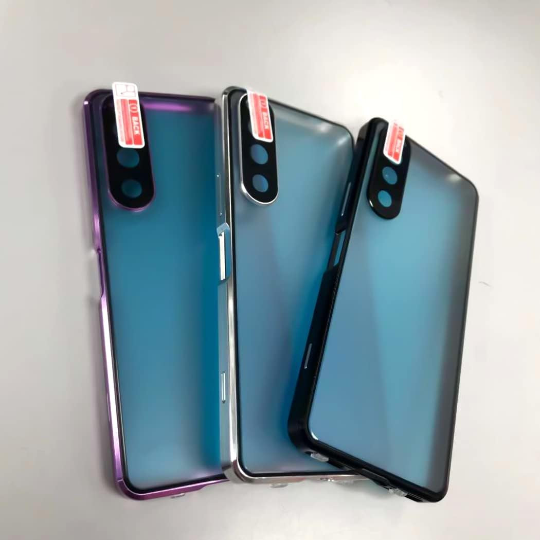 QUIETIP Case Compatible Sony Xperia 5 Iv,Magnetic Metal Frame Clear Tempered Glass + Hard PC Matte Back Non Slip Shockproof Case with Camera Protector,Silver  QUIETIP   