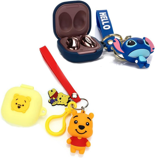 (2 Pack) BGAANM Cartoon Silicone Earbuds Case Protective Cover with Doll Keychain Designed for Samsung Galaxy Buds2 Pro (2022) /Galaxy Buds 2 (2021) /Galaxy Buds Pro (2021) /Galaxy Buds Live (2020)  BGAANM   