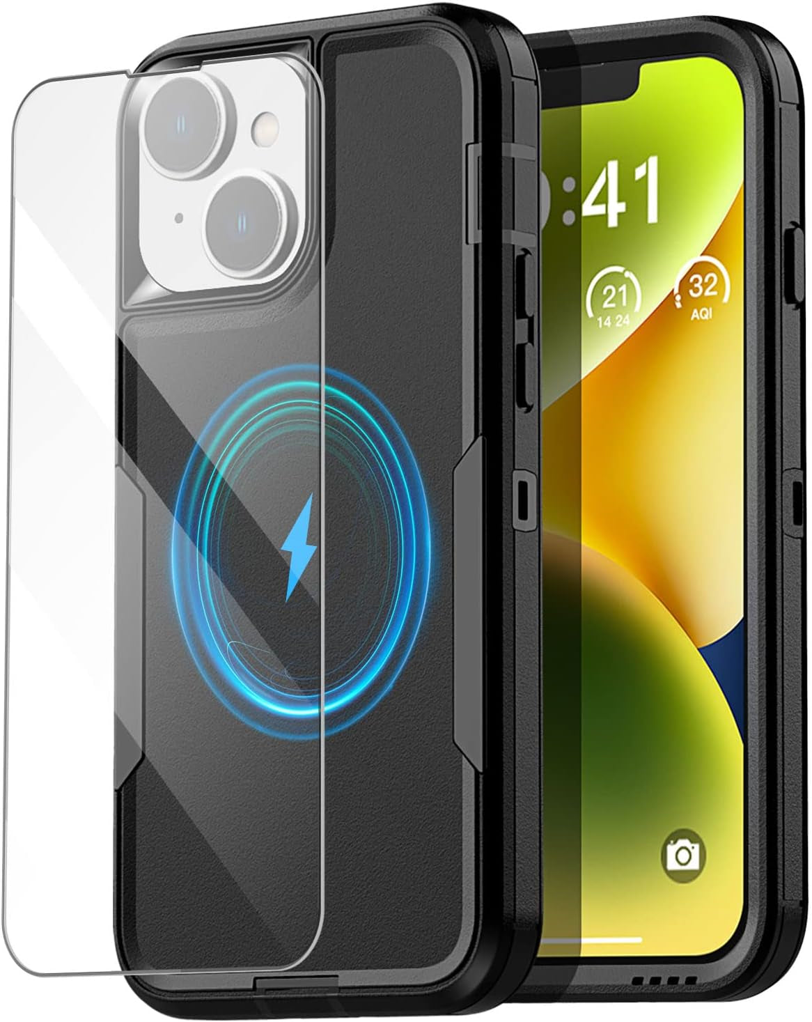 Aicase Magnetic Case for Iphone 14 Plus,Support Magnetic Car Mount Heavy Duty 2-Layer Pocket-Friendly Durable Military Grade Protection Shockproof/Dropproof Protective Cover for Iphone 14 plus 6.7"_1  AICase   