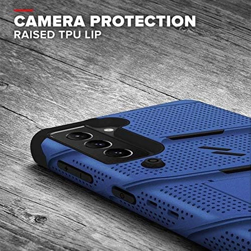 ZIZO Bolt Series for Galaxy S21 Case with Screen Protector Kickstand Holster Lanyard - Blue & Black  Zizo   