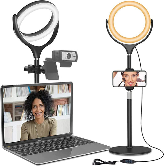 Computer Ring Light for Video Conference Lighting, Desktop Ring Lights with Stand for Laptop Zoom Light, Online Virtual Meeting, Video Call, Selfie Light for Phone Video Recording, Makeup, Live Stream  Yarrashop   