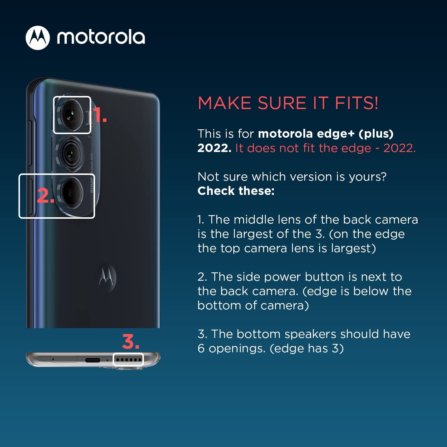 Motorola Edge+ (2022) Protective Case- Black Precision Fit, Stylish Shock Absorbing Phone Cases [NOT for Edge+ 2020/Edge+ 2023, Edge 2021/Edge 5G UW 2021, & Edge 2022]  Salom America Company   