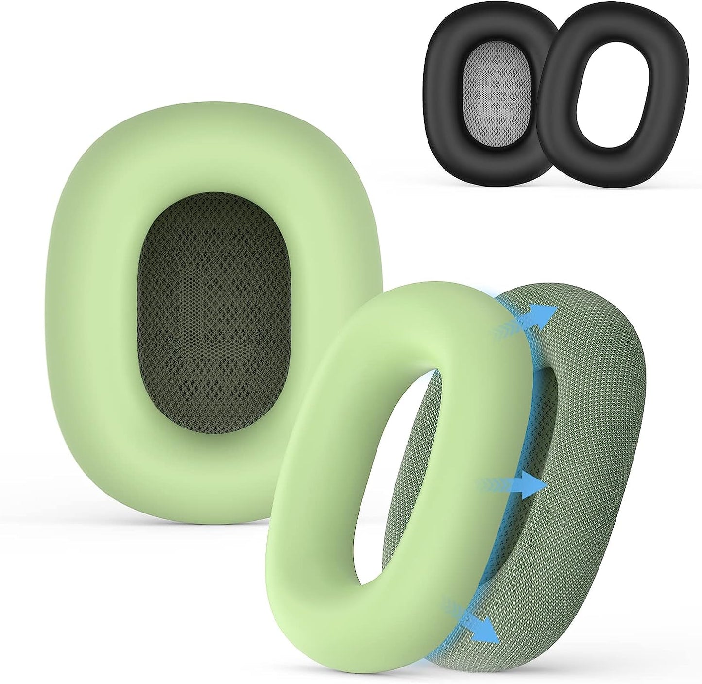 [2 Pairs] Silicone Ear Pads Cover for Airpods Max Headphones Cushions, Sweatproof Earpad Case Cover Accessories Soft Silicone Skin Protector for Apple Airpods Max Ear Pads (Pink-White)  Mindresy Black+Green  