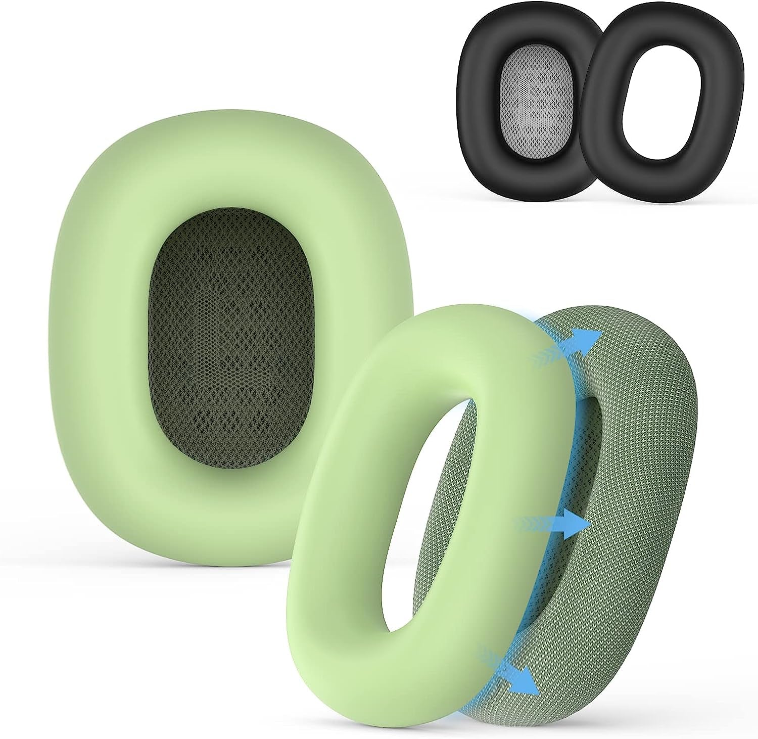 [2 Pairs] Silicone Ear Pads Cover for Airpods Max Headphones Cushions, Sweatproof Earpad Case Cover Accessories Soft Silicone Skin Protector for Apple Airpods Max Ear Pads (Pink-White)  Mindresy Black+Green  