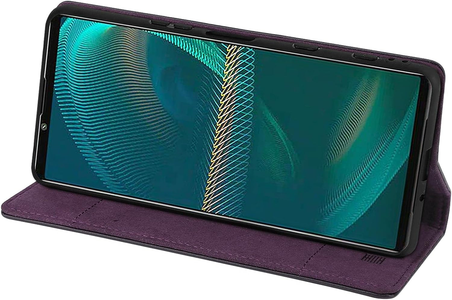 32Nd Classic Series 2.0 - Real Leather Book Wallet Case Cover for Sony Xperia 5 III (2021), Real Leather Design with Card Slot, Magnetic Closure and Built in Stand - Aubergine  32ndShop   
