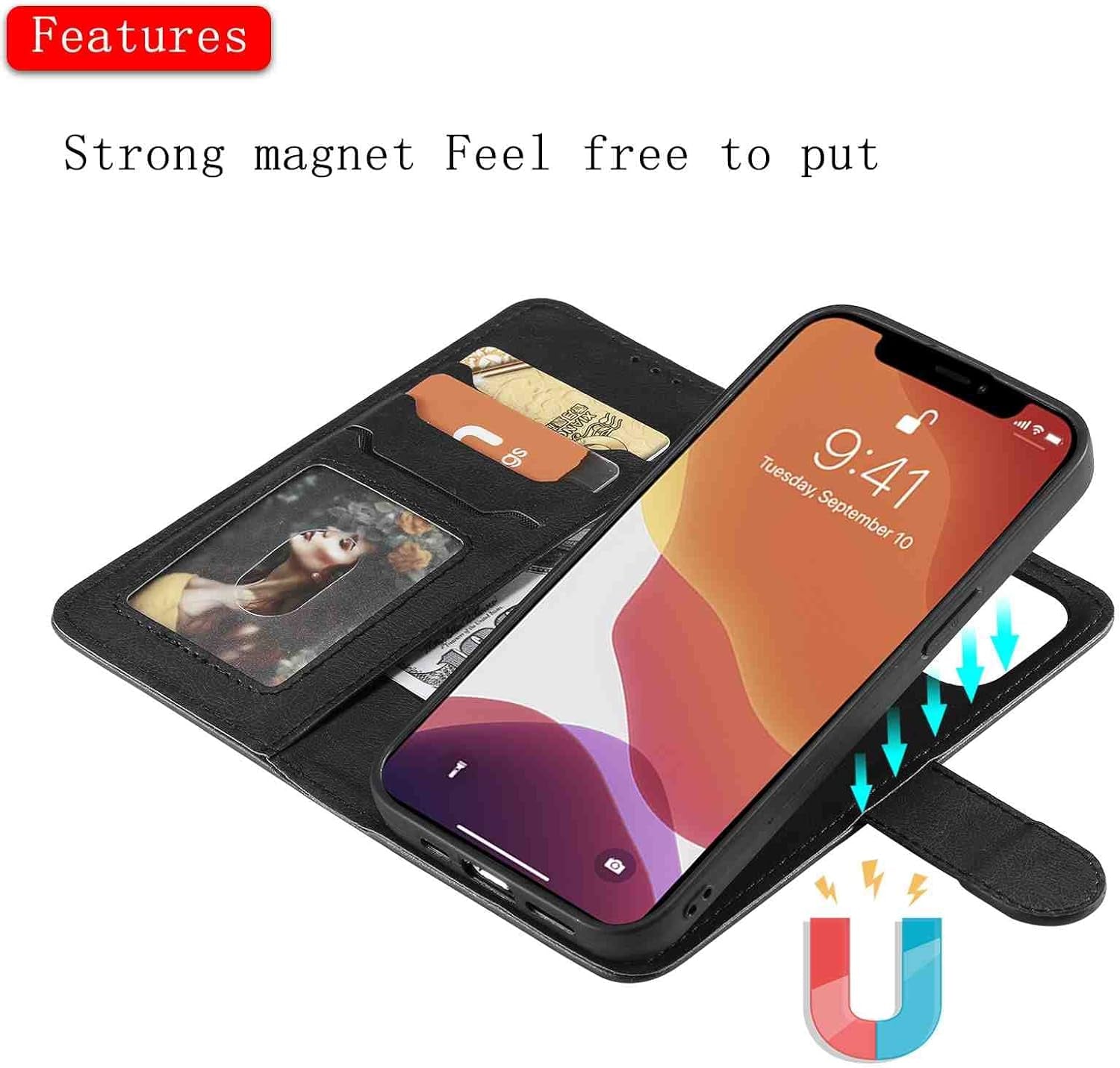 Fansipro Phone Cover Wallet Folio Case for LG G7 THINQ, Premium PU Leather Slim Fit Cover for G7 THINQ, 2 Card Slots, 1 Photo Frame Slot, Super Fit, Black  Fansipro   