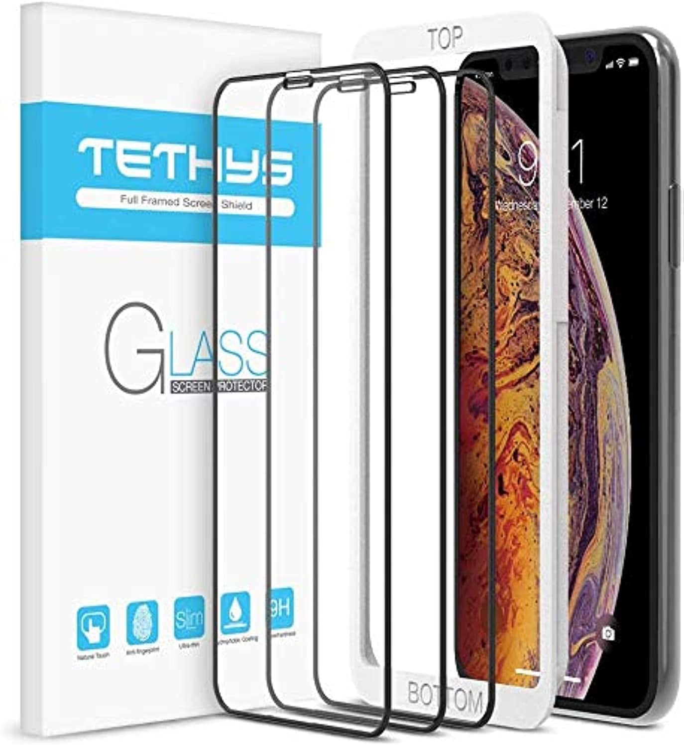 TETHYS Glass Screen Protector Designed for Iphone 11 / Iphone XR (6.1") [Edge to Edge Coverage] Full Protection Durable Tempered Glass Compatible Iphone XR/11 [Guidance Frame Include] - Pack of 3  TETHYS   