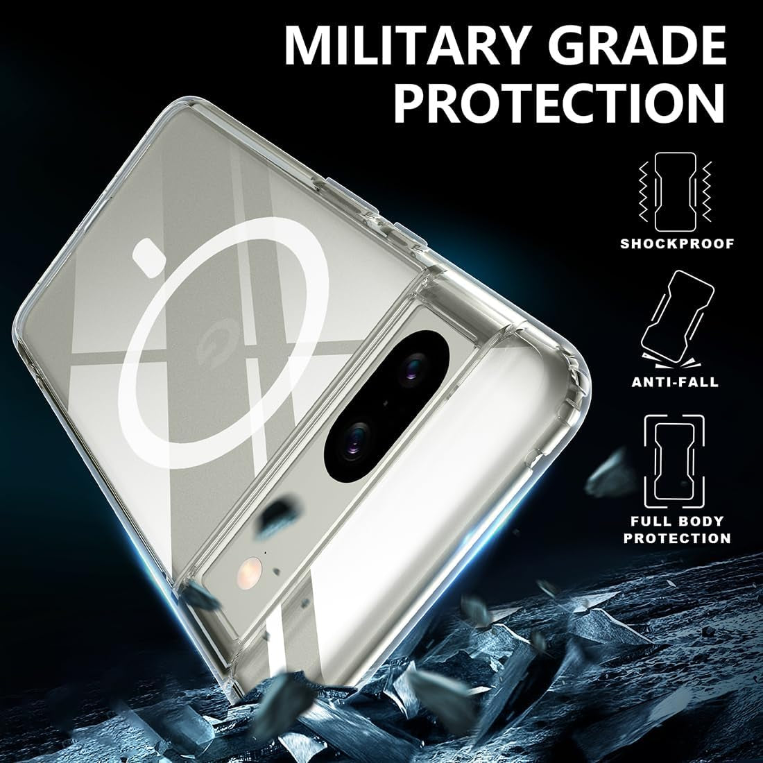 TIANNIUKE Magnetic Case for Google Pixel 8, Translucent Matte Anti-Fingerprint,Compatible with Magsafe,Slim Fit Shockproof Protective Phone Case for Pixel 8 Case (Clear)  TIANNIUKE   