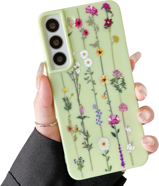 ZTOFERA Floral Case for Samsung Galaxy S22 5G,Cute Flower Pattern Case for Girls Women,Flexible Silicone Protective Slim Shockproof Bumper Phone Cover for Samsung Galaxy S22,Green  ZTOFERA   