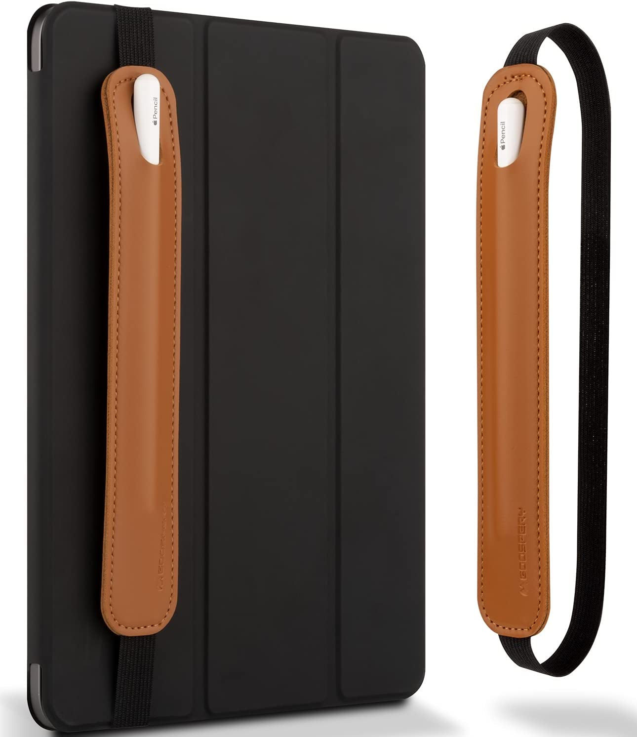 Goospery Pencil Holder Compatible with Apple Pencil Case(1St & 2Nd Generation)Stylus Pen Sleeve PU Leather Accessories Elastic Band for All Tablets Including Ipad Pro 12.9 11 Inch Air 4Th - Dark Grey  GOOSPERY Brown  
