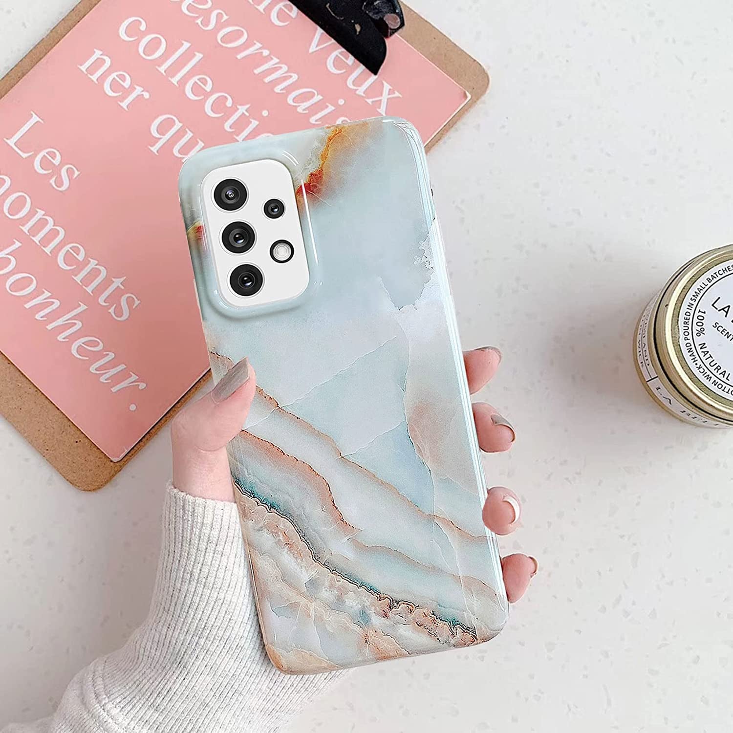 J.West Galaxy A53 5G Case 6.5-Inch, Grey Marble Print Pattern Design Cute Graphics Stone Slim Protective Sturdy Women Girls Soft Silicone Phone Cases Cover for Samsung Galaxy A53 5G 2022  J.west   