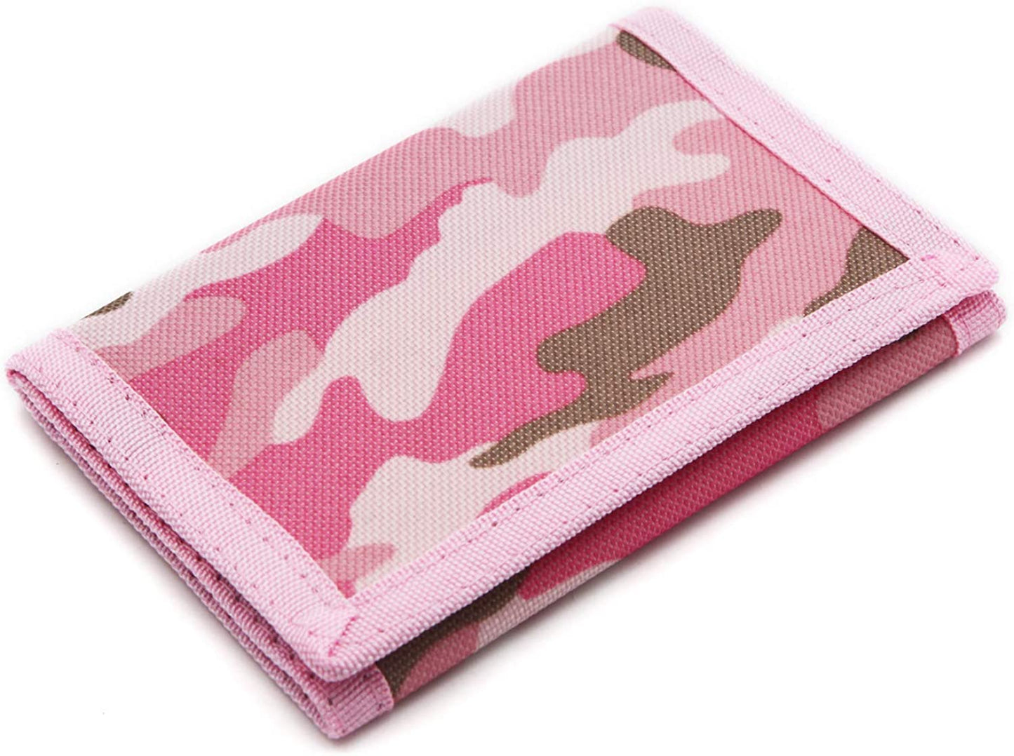 AI-DEE RFID Trifold Canvas Outdoor Sports Wallet for Kids - Front Pocket Wallet with Magic Sticker  AI-DEE Pink Camouflage  
