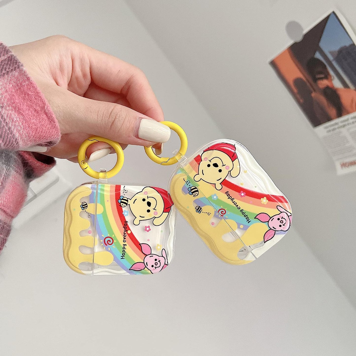 Ifilove for Cute Airpods Case, Girls Boys Kids Cute Cartoon Piglet Winnie the Pooh Soft TPU Protective Shockproof with Ring Case Cover for Apple Airpods 1 & 2 Case  iFiLOVE   