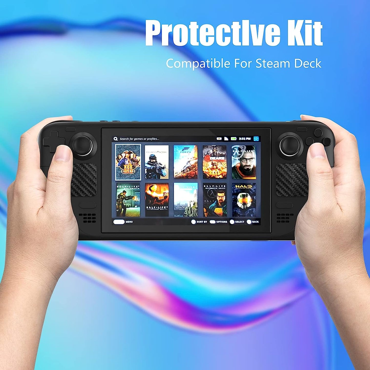 Steam Deck Accessories, Steam Deck Touch Protector, Steam Deck Dust Plug, Steam Deck Silicone Thumb Grip Caps, Vent Dust Filter Cover with Trackpads Skins - 9 in 1  ECHZOVE   