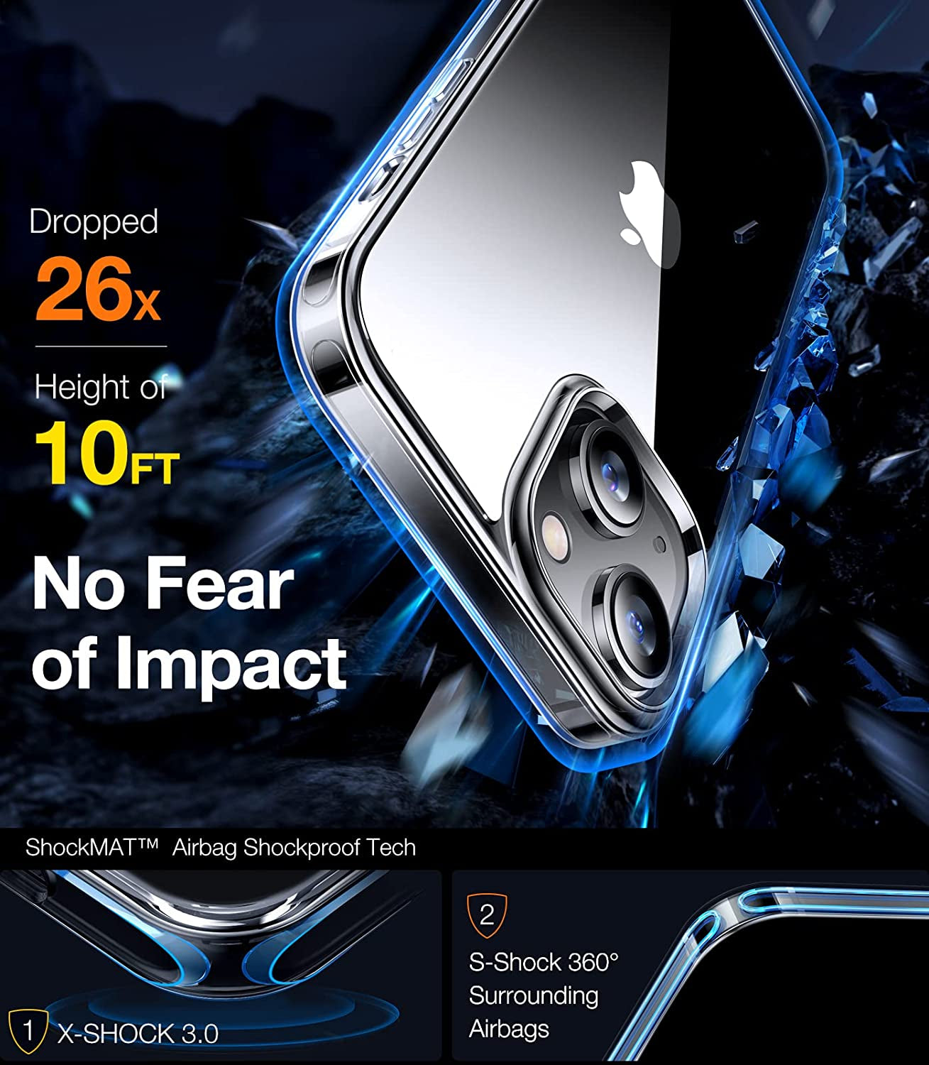 TORRAS Diamond Clear Designed for Iphone 14 Case [Never Yellowing] [Military Grade Anti-Drop] Hard PC Back Flexible Bumper Shockproof Protective Slim Phone Cover 6.1 Inch, Clear  TORRAS   