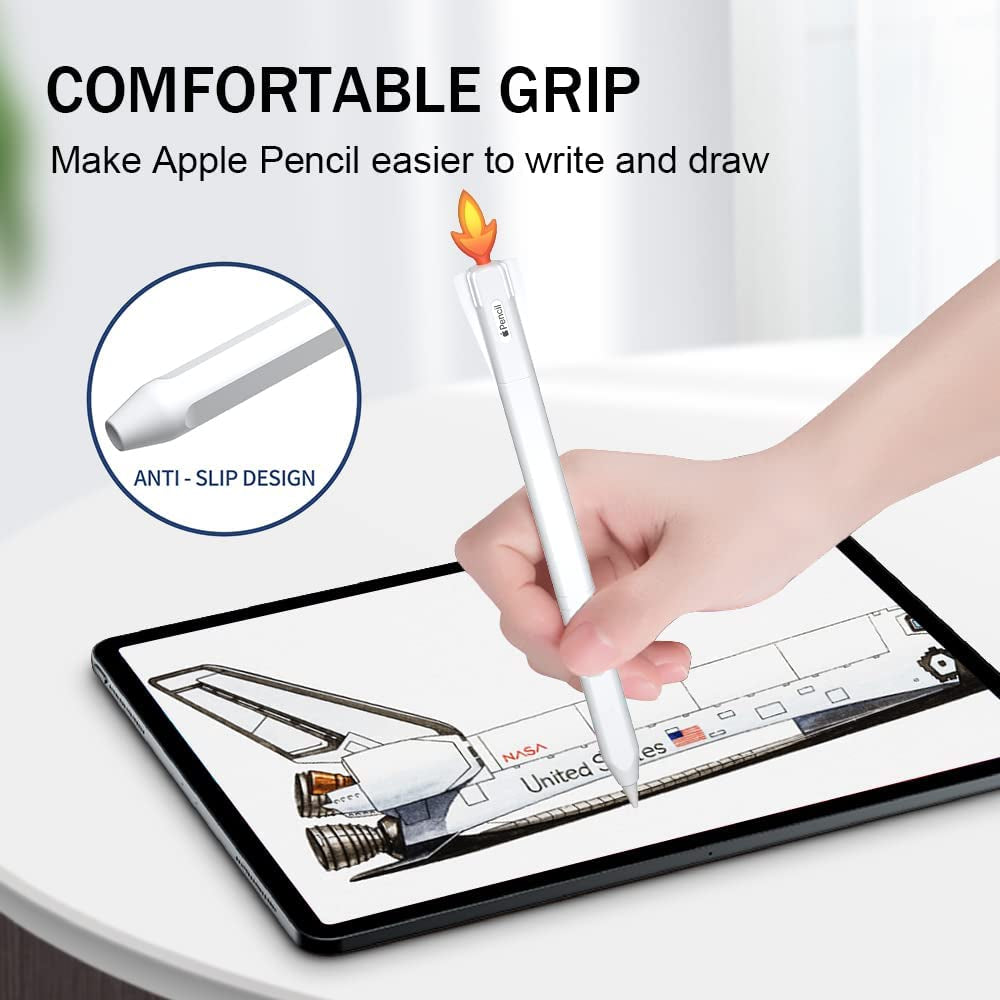 Lowgeeker Compatiable with Apple Pencil 2Nd Generation Case Cover, Protective Durable Soft Silicone Cover Holder Sleeve Accessories for Apple Pencil 2Nd Generation NASA, White  LowGeeker   