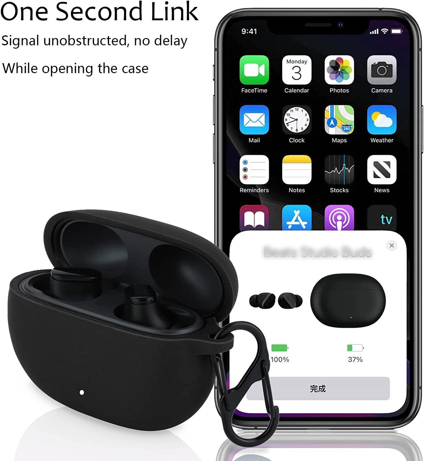 Case Cover Replacement for Beats Studio Buds 2021 New Wireless Earbuds, Black Silicone Protective Skin Sleeve - LEFXMOPHY  LEFXMOPHY   