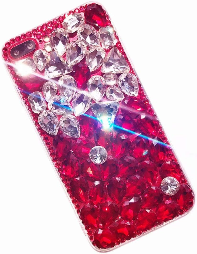 LG G8 Thinq Case,Lg G8 Case,Lg Alpha Full Crystal Diamond Case, 3D Handmade Finger Buckle Luxury Fur Ball Sparkle Crystal Rhinestone Diamond Glitter Bling TPU Case for LG G8 Thinq(Angel/Green)  YuXia White / Red  