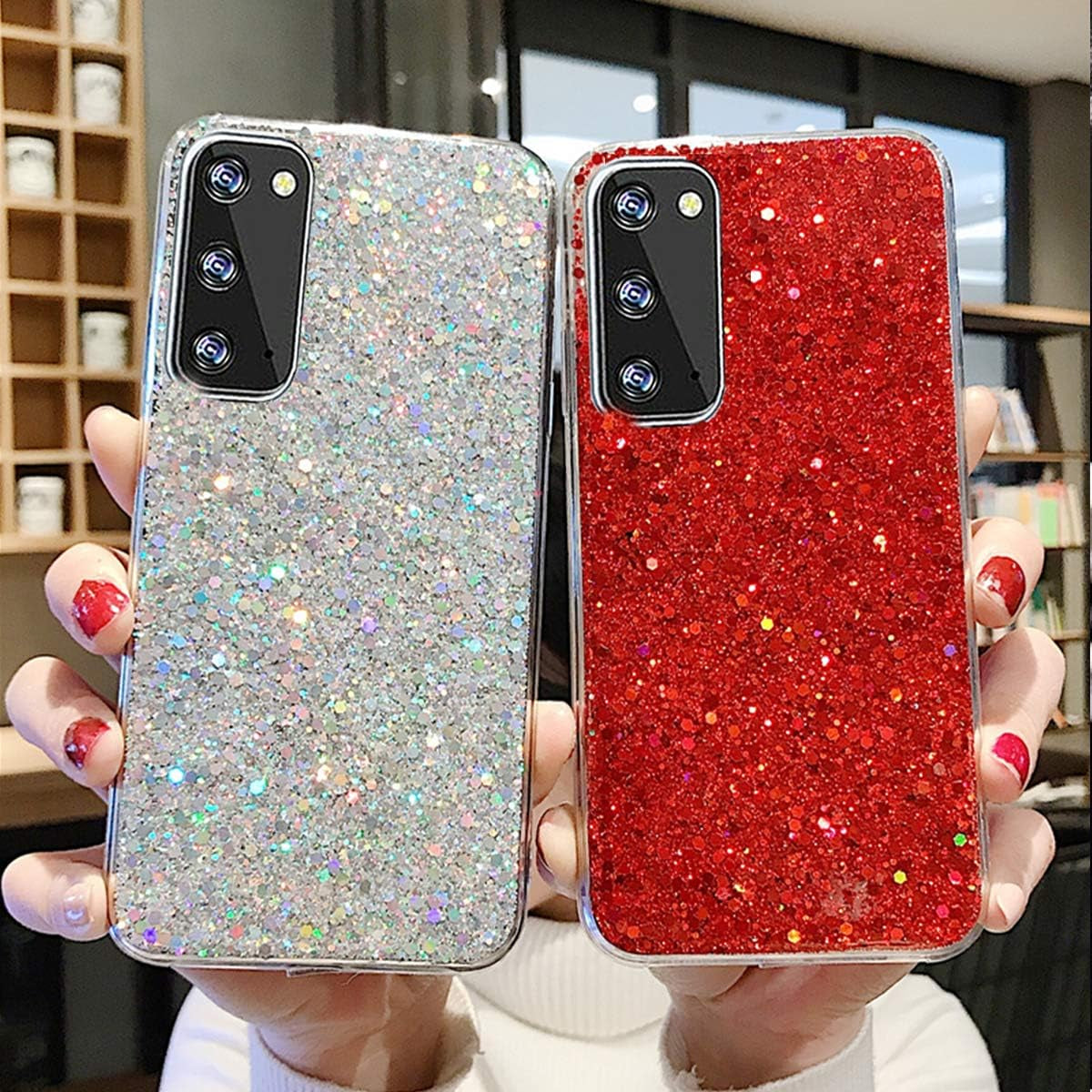 Topwin Galaxy S21 plus 6.7'' Glitter Case, Sparkle Bling Shiny Diamond Slim Soft Reflective TPU Rubber Bumper Girl Women Protective Case for Samsung Galaxy S21 plus 6.7 Inch 2021 (Silver)  Topwin   