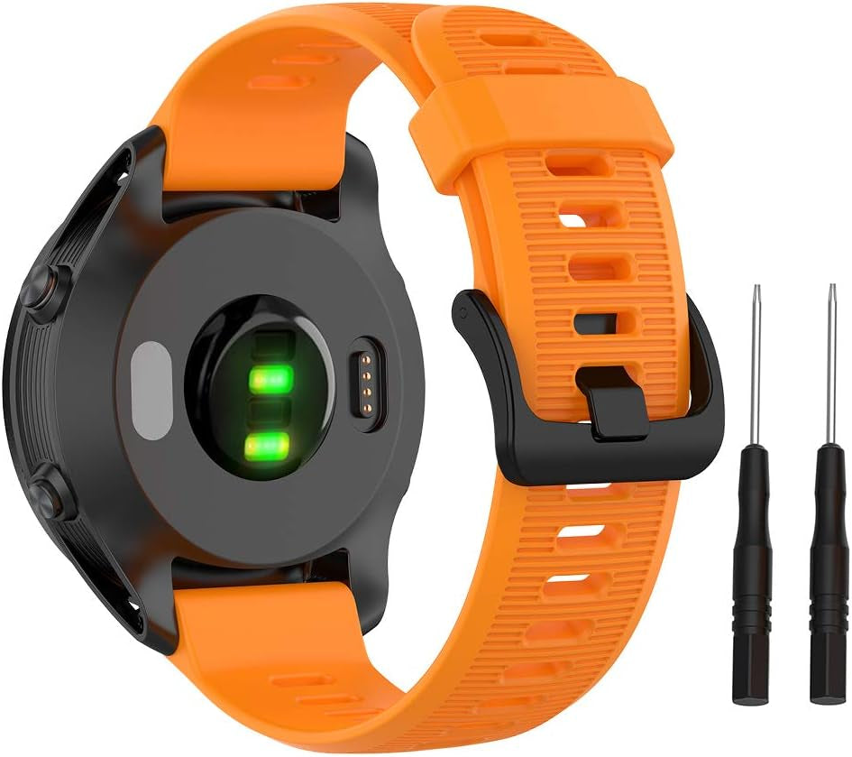 ISABAKE Band for Garmin Forerunner 935/Forerunner 945/Forerunner 745,Compatible with Fenix 5/ Fenix 5Plus/ Fenix 6/ Fenix 6 Pro/Approach S60 ,Soft Silicone 22Mm Replacement Bands Strap(Dark Blue)  ISABAKE orange  