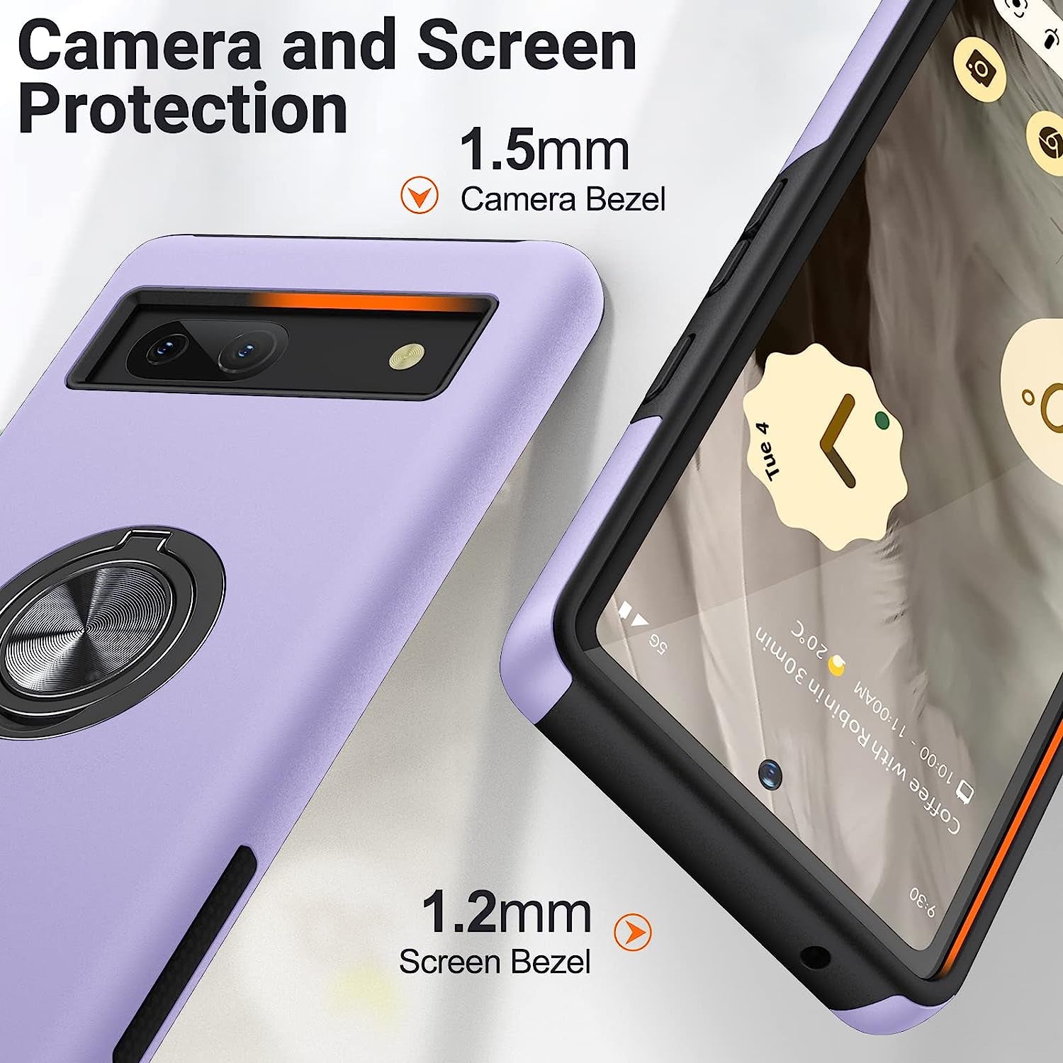 AOUIA Case for Pixel 7A 6.1 Inch, with 1Pcs Tempered Glass Screen Protector, [TPU+PC] Shockproof Protection Dual Layer Case for Google Pixel 7A, Purple  AOUIA   