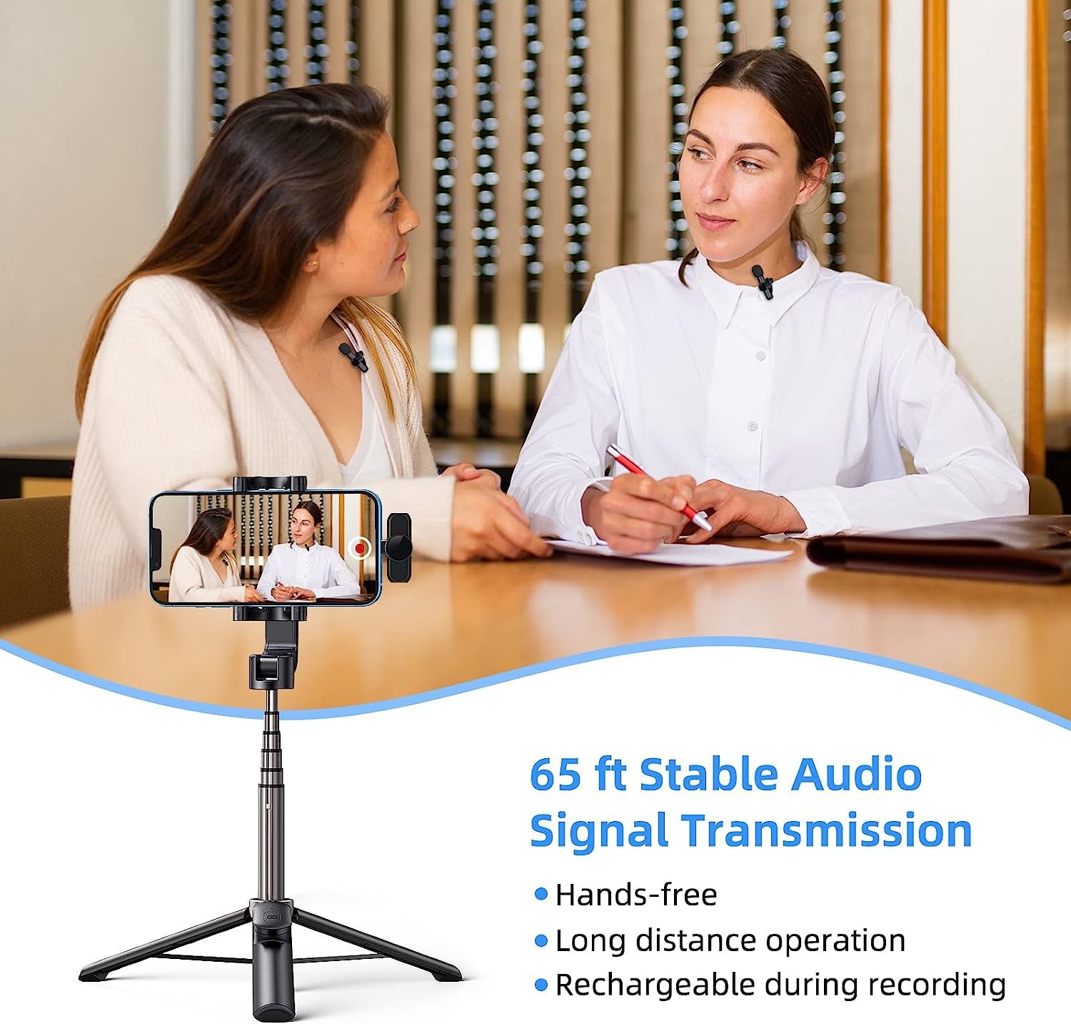 BAKAH Wireless Lavalier Microphone Fit for Iphone Ipad, Lapel Microphone Wireless, 2 Clip on Microphones for Phone Video Recording, Interview, Vlog, Youtube, Tiktok  BAKAH   