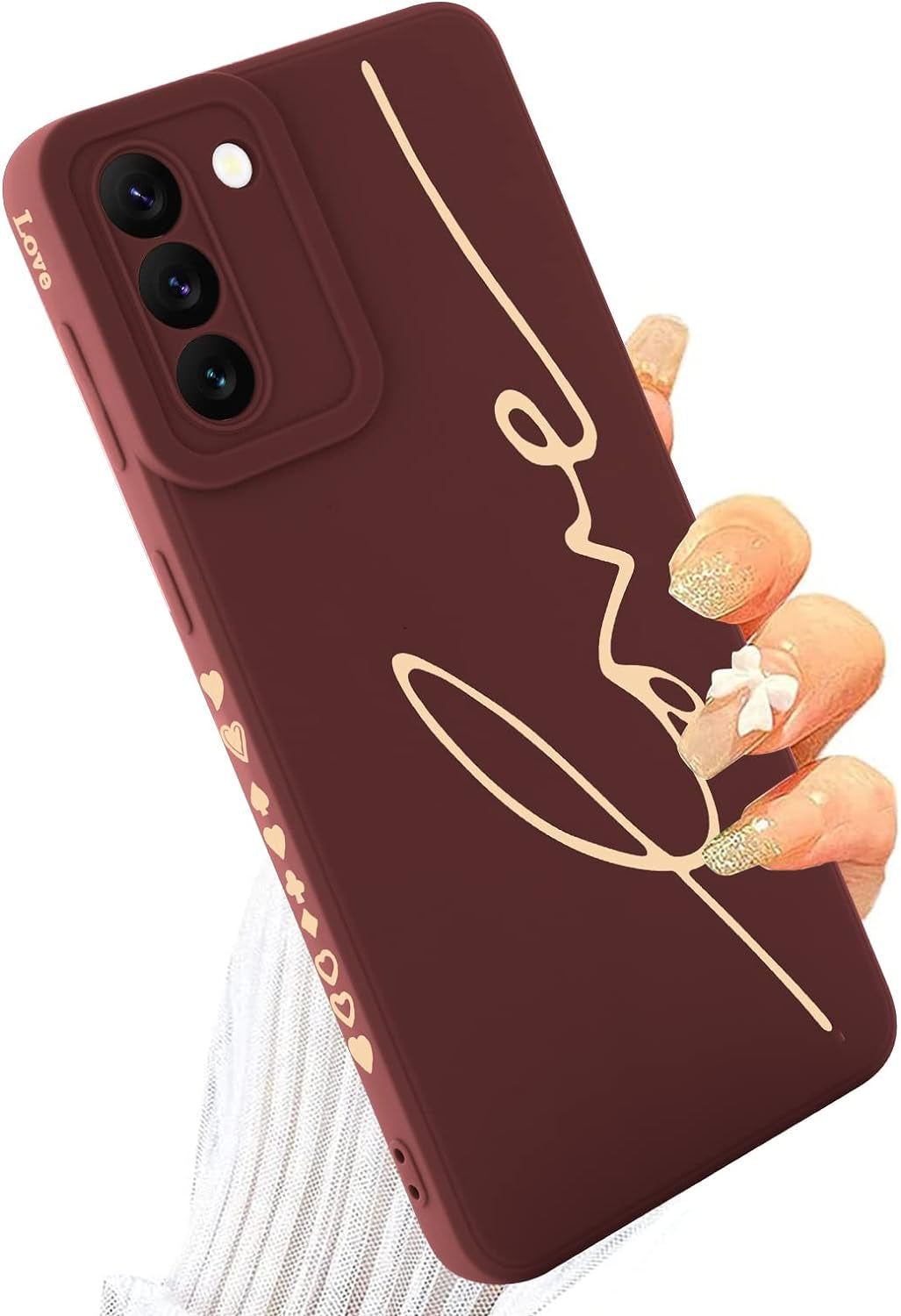 MOWIME for Samsung Galaxy S22 plus Case, Back Cute Plating Love Letter Graphic with Anti-Fall Lens Cameras Cover Protection Soft TPU Shockproof Anti-Fingerprint Phone Cases for Women Girls Men-Pink  MOWIME Red Samsung Galaxy S21 Case 