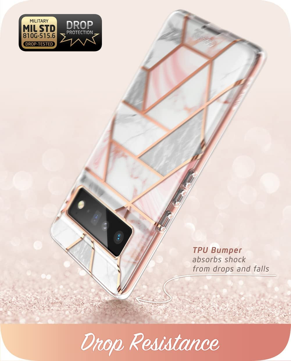 I-Blason Cosmo Protective Case for 6.7-Inch Google Pixel 6 Pro (2021), Marble Pink  i-Blason LLC   