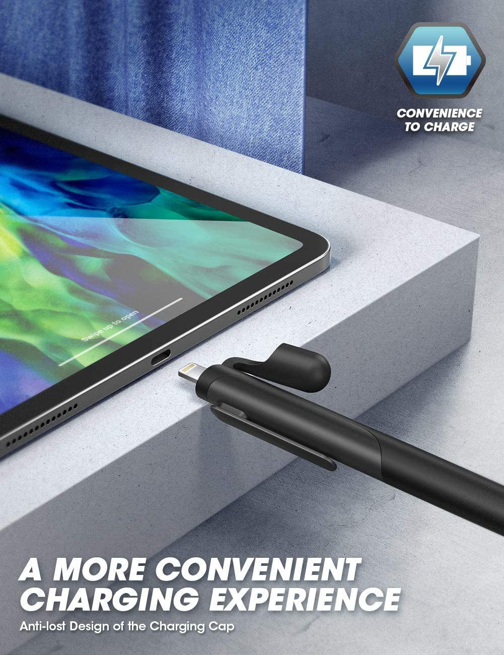 SUPCASE Silicone Protective Case for Apple Pencil (1St Generation), Anti-Slip Grip with Nib Cover (3 Pieces) Accessories (Black)  SUPCASE   