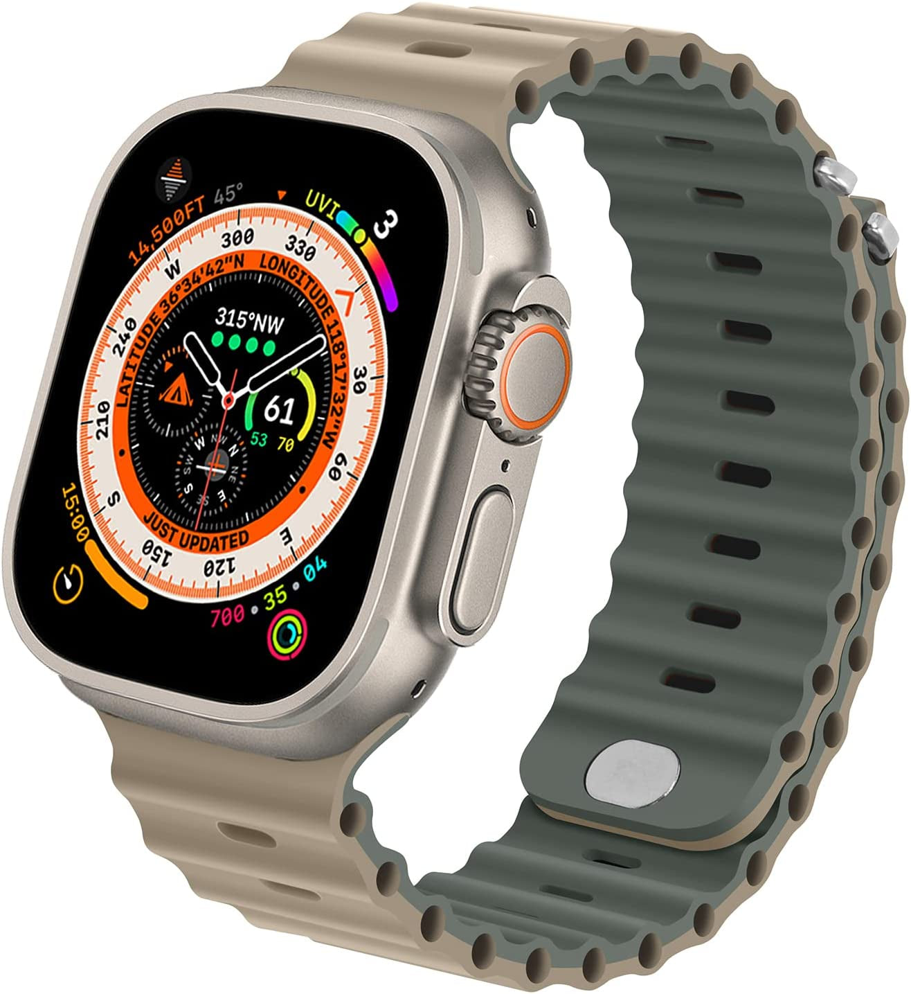 Anlinser Bands Compatible with Apple Watch Band 49Mm 45Mm 44Mm 42Mm 41Mm 40Mm 38Mm, Adjustable Sport Loop Designed for Apple Watch Ultra SE Series 8 7 6 5 4 3 2 (49Mm/45Mm/44Mm/42Mm, Gray Green/Khaki)  Anlinser Khaki/Gray Green 49mm/45mm/44mm/42mm 