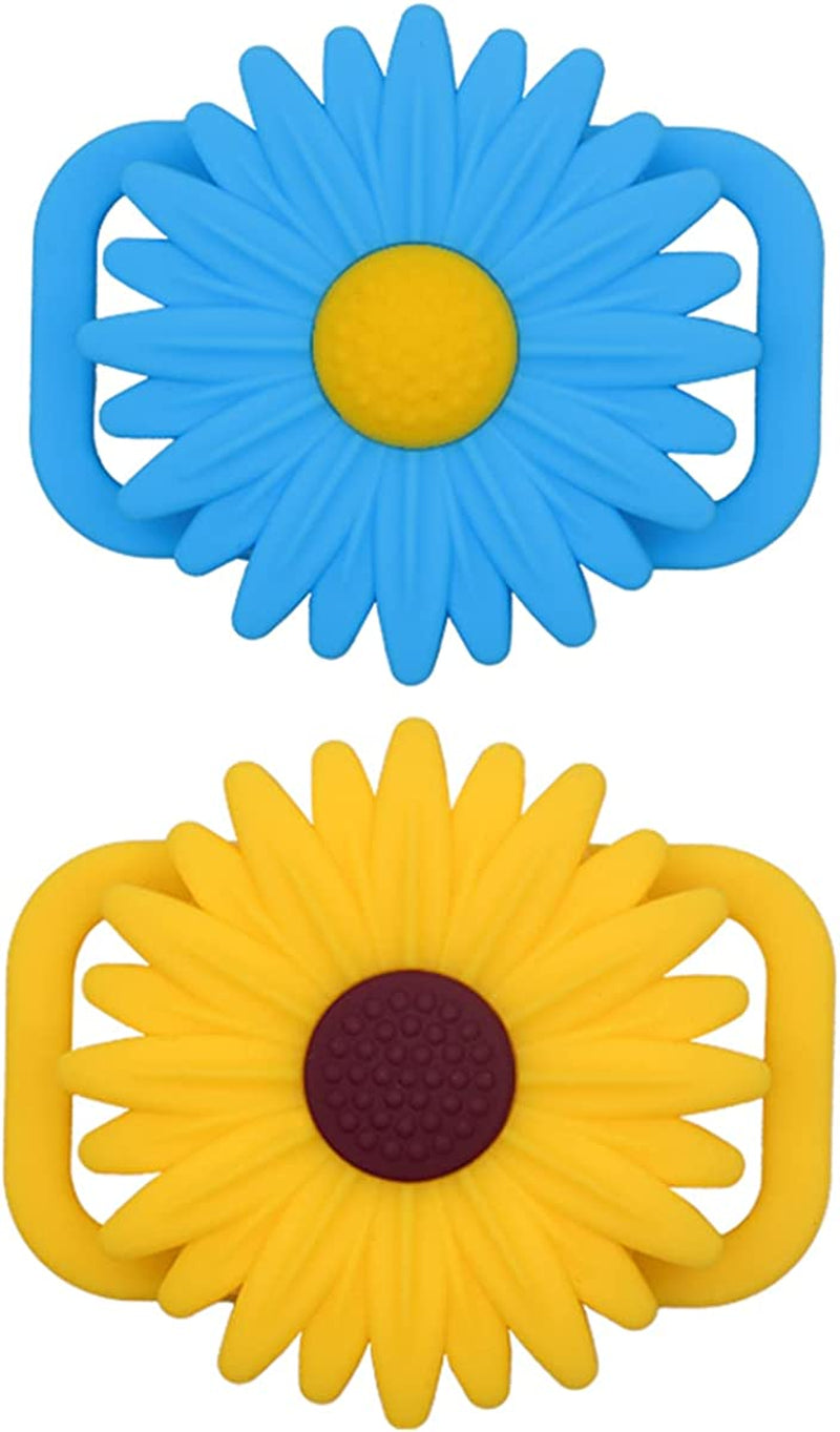 (2 Packs) Dog Collar Holder Compatible for Airtag,Protective Cases Covers Cat Collar Holder Silicone Waterproof  Doweiss Blue and Yellow Small 