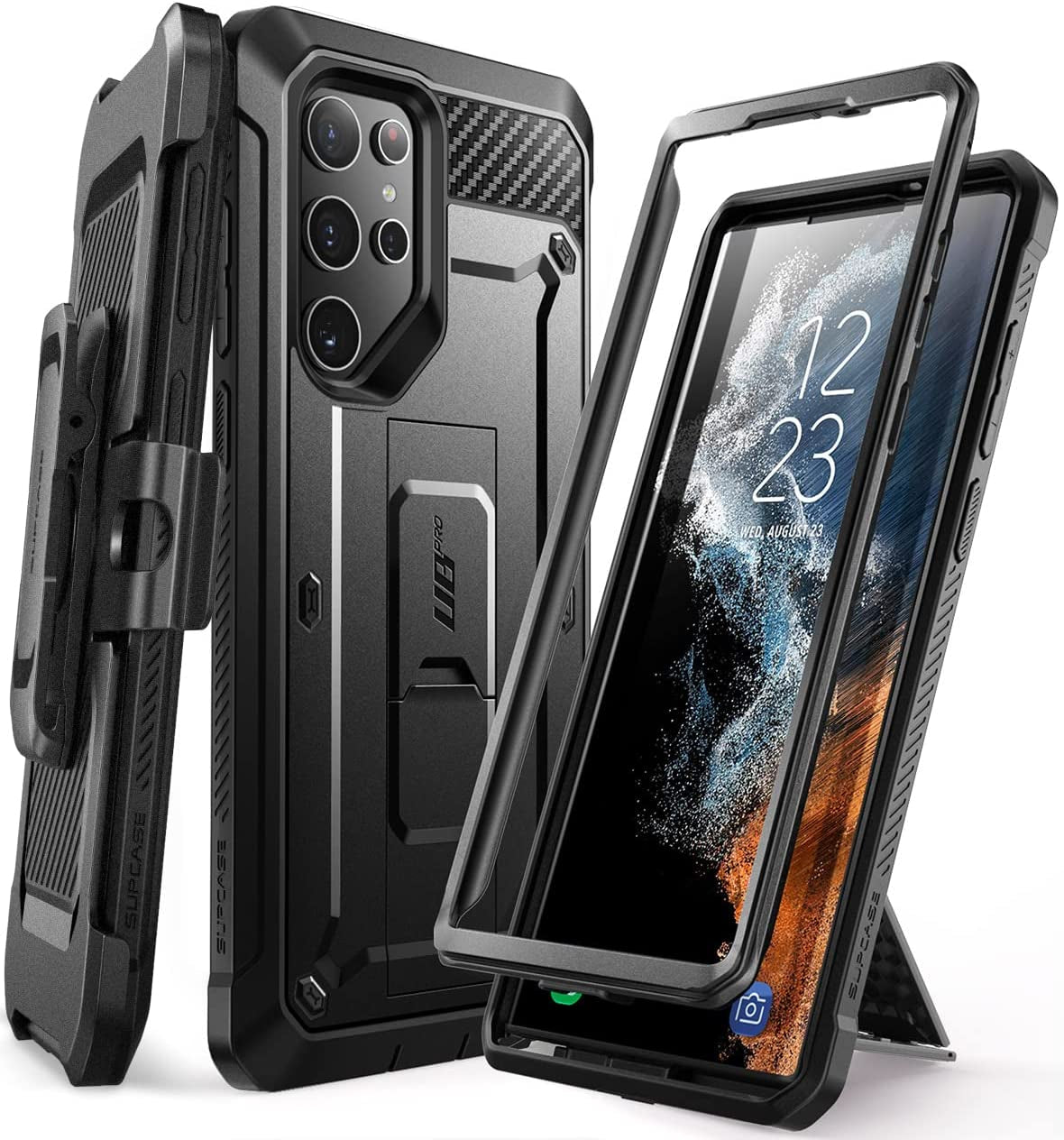SUPCASE Unicorn Beetle Pro Series Case for Samsung Galaxy S22 Ultra 5G (2022 Release), Full-Body Dual Layer Rugged Belt-Clip & Kickstand Case without Built-In Screen Protector (Camogray)  SUPCASE Black  