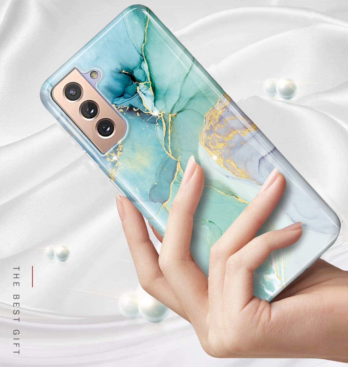 Luolnh Galaxy S22 plus Case,Samsung Galaxy S22 plus Case Marble Brilliant Cute Design Shockproof Soft Silicone Rubber TPU Bumper Cover Skin Phone Case for Samsung S22+ 5G-Abstract Mint  LUOLNH   