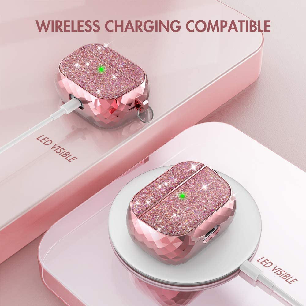 Ahastyle Airpods Pro Case Cover for Women Girls, Luxury Glossy Hard Shell Case Cover Accessories Compatible with Apple Airpods Pro Charging Case (Rose Gold)  AHASTYLE   