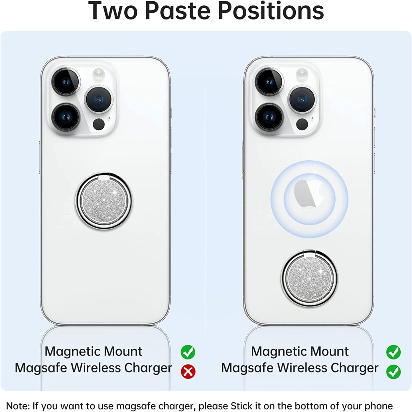 Syncwire Cell Phone Ring Holder Stand, Bling Bling Finger Ring Kickstand 360° Rotation Sparkle Phone Grip for Magnetic Car Mount Compatible with Iphone,Samsung,Pixel, All Smartphones - Glitter Silver  Syncwire   